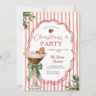 Gingerbread martini Stripe & Holiday Christmas  Invitation