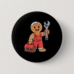 Gingerbread Mechanic Handyman Fixer Worker Christm 6 Cm Round Badge