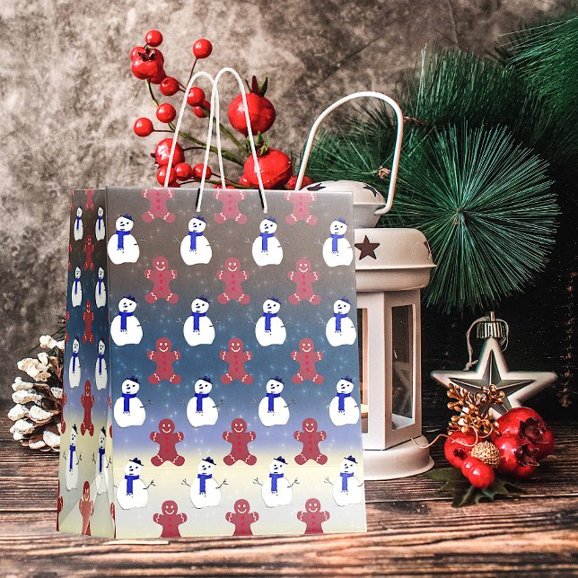 Gingerbread Men and Snowmen, Christmas Gift Bag (Creator Uploaded)