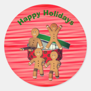 Gingerbread Men Christmas Holiday  Classic Round Sticker