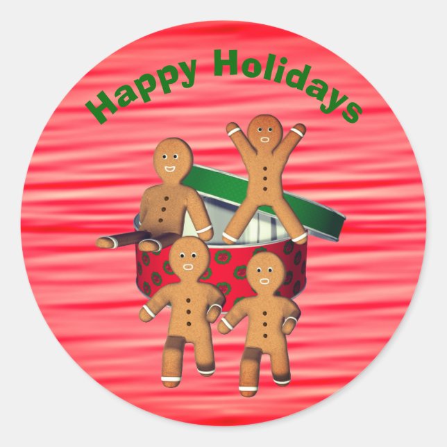 Gingerbread Men Christmas Holiday  Classic Round Sticker (Front)