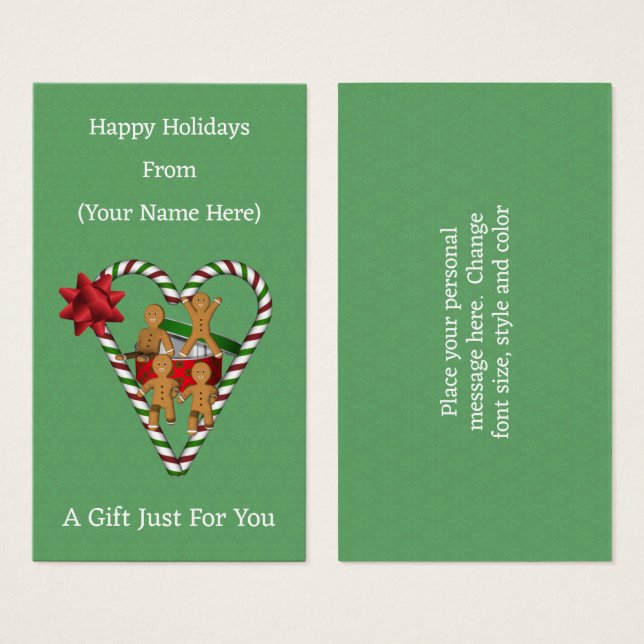 Gingerbread Men Christmas Holiday Gift Tag (Front & Back)