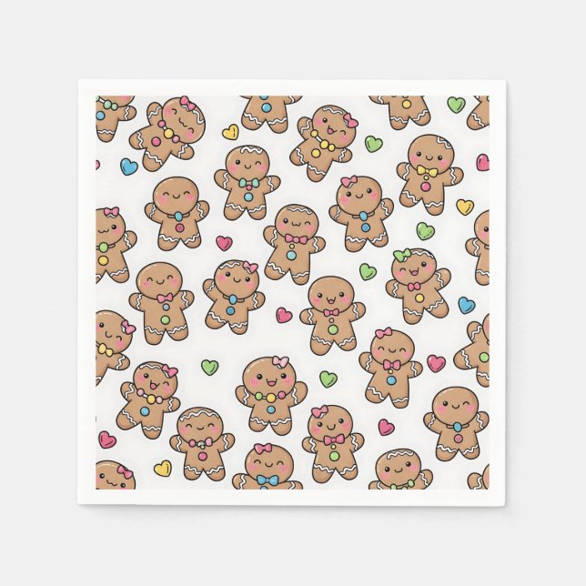 Gingerbread Men Christmas Napkins (Front)