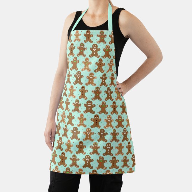Gingerbread Men Christmas Pattern Apron (Insitu)