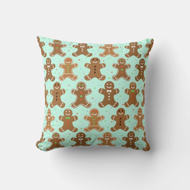 Gingerbread Men Christmas Pattern Cushion (Front)