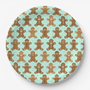 Gingerbread Men Christmas Pattern Paper Plate