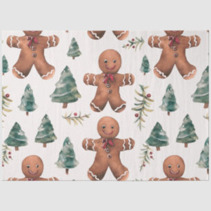 Gingerbread Men Christmas Trees White Christmas Tissue Paper