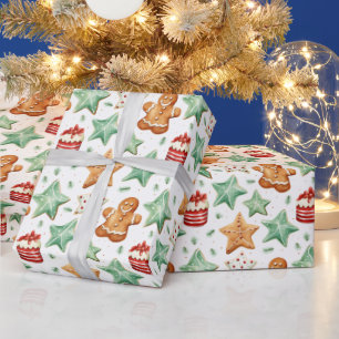 Gingerbread Men Cutout Cookies Modern Christmas Wrapping Paper