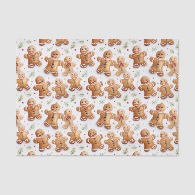Gingerbread Men Fun Novelty All-Over Print Tissue Paper (Front)