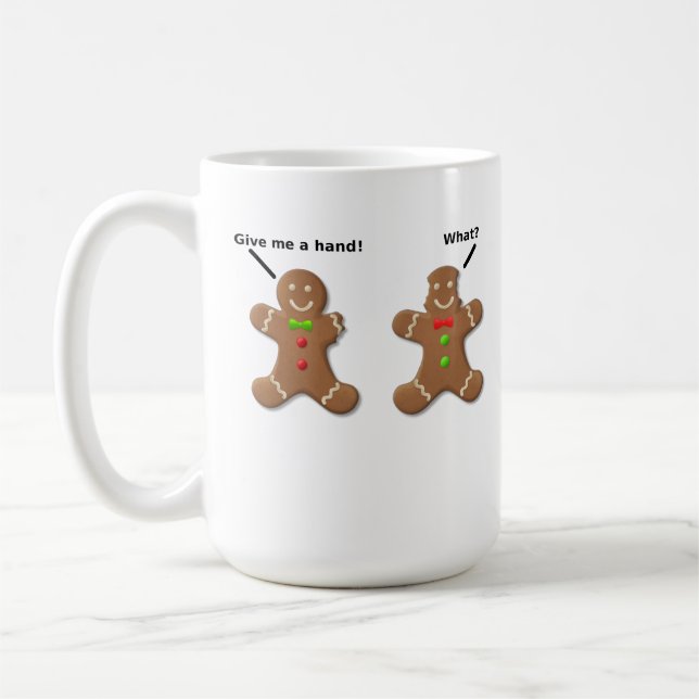 Gingerbread Men Give Me A Hand Man Funny Mug (Left)