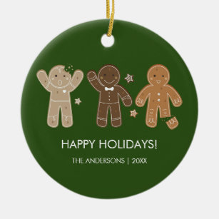 Gingerbread Men Holiday Ceramic Ornament