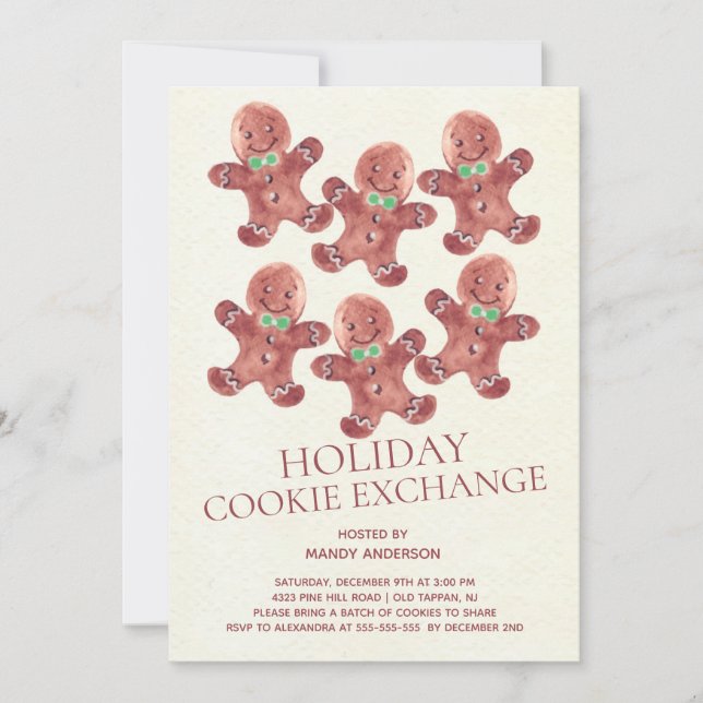 Gingerbread Men Holiday Cookie Exchange Invitation (Front)