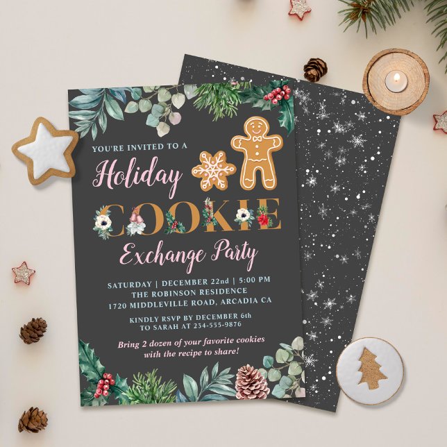 Gingerbread Men Holiday Cookie Exchange Party Invitation (Creator Uploaded)