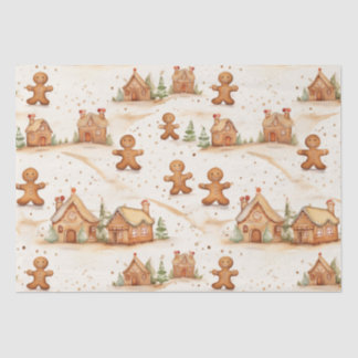 Gingerbread Men Houses Christmas Tissue Paper