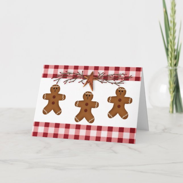 Gingerbread Men Large Print Christmas Card (Front)