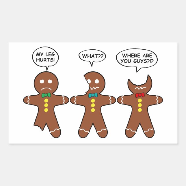 Gingerbread Men My Leg Hurts Holiday Rectangular S Rectangular Sticker (Front)