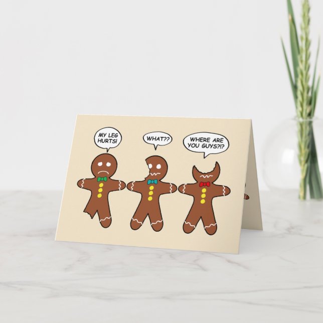 Gingerbread Men My Leg Hurts Personalise Holiday Card (Front)