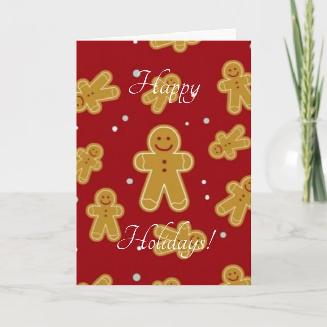 gingerbread men on red holiday card (Front)