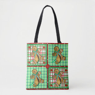 Gingerbread Men Patch Christmas Holiday Tote Bag