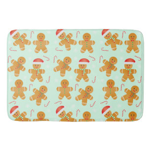 Gingerbread Men Pattern Bath Mat