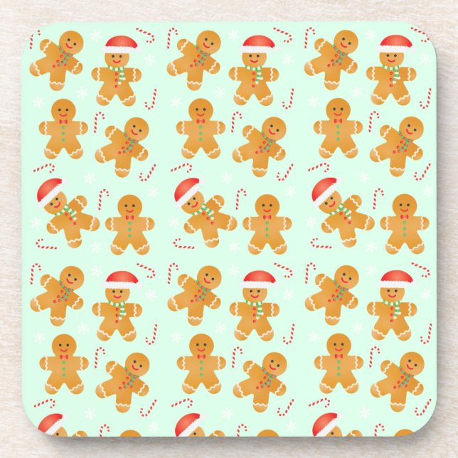 Gingerbread Men Pattern Coaster (Front)