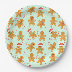 Gingerbread Men Pattern Paper Plate