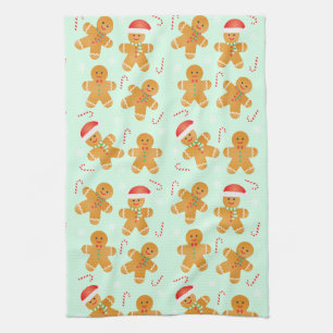 Gingerbread Men Pattern Tea Towel