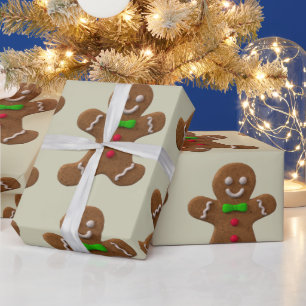 Gingerbread men pattern wrapping paper