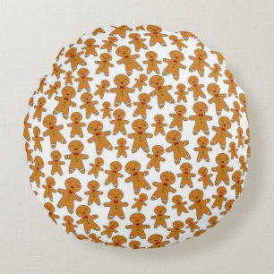 Gingerbread Men Round Cushion