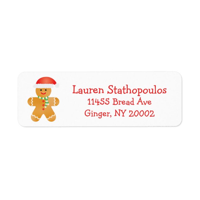 Gingerbread Men Santa Hat Return Address Label (Front)