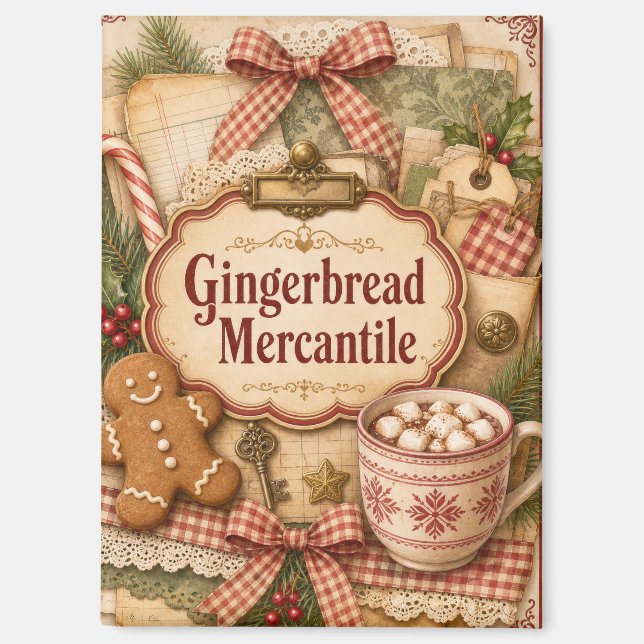 Gingerbread Mercantile Kitchen Magnet (Front)