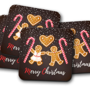 Gingerbread Merry Christmas Coaster Set