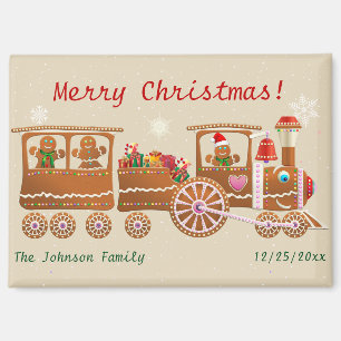Gingerbread Merry Christmas Express Train Cartoon Magnet