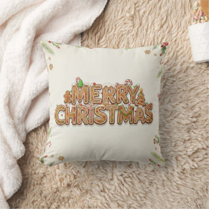 Gingerbread Merry Christmas Pillow – Festive Holid