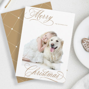 Gingerbread Merry Christmas Script Minimal Photo Holiday Card