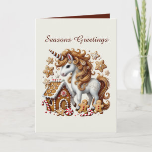 Gingerbread Merry Christmas unicorn customisable Holiday Card