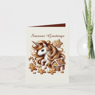 Gingerbread Merry Christmas unicorn customisable Holiday Card
