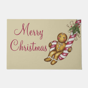 Gingerbread Merry Christmas Welcome Doormat Rug