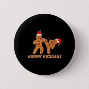 Gingerbread Merry Kickmas Funny Karate Santa Famil 6 Cm Round Badge
