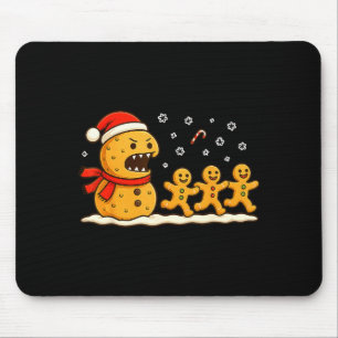 Gingerbread Monster Chase Funny Christmas Cookie X Mouse Pad