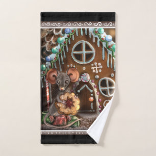 Gingerbread Mouse Christmas Hand Towel