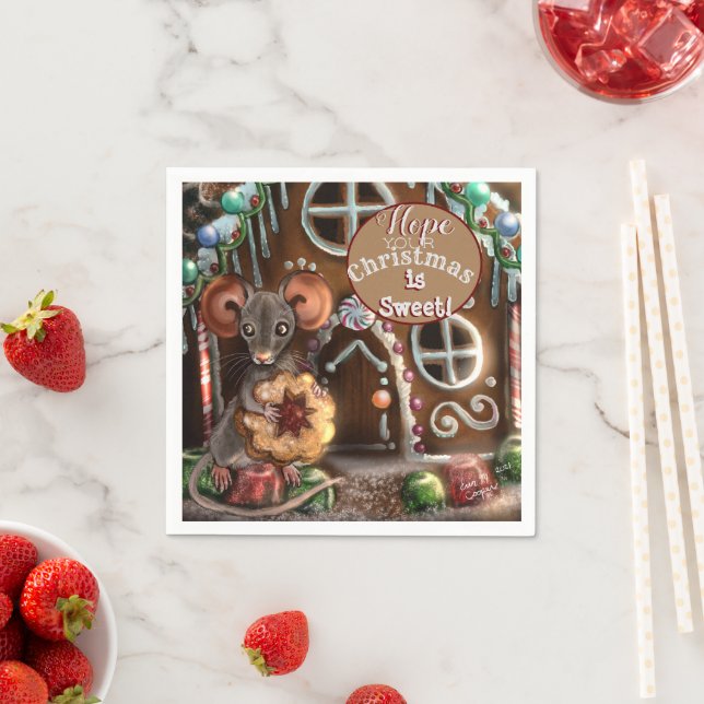 Gingerbread Mouse Christmas Napkin (Insitu)