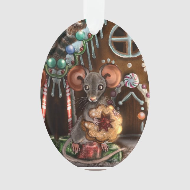 Gingerbread Mouse Christmas Ornament (Front)