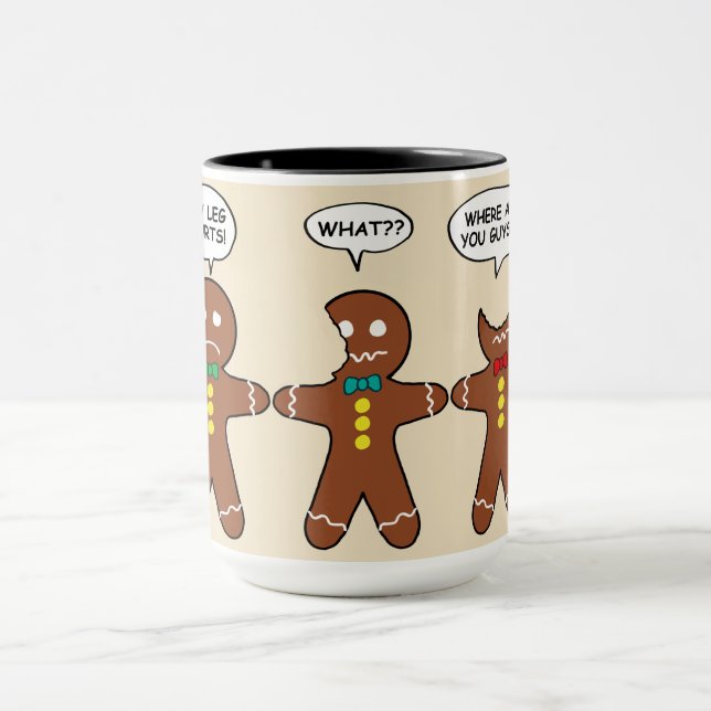 Gingerbread My Leg Hurts Humour Black Mug (Center)