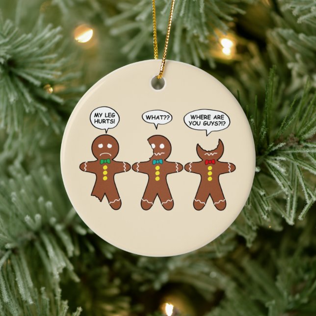 Gingerbread My Leg Hurts Humour Ceramic Ornament (Tree)