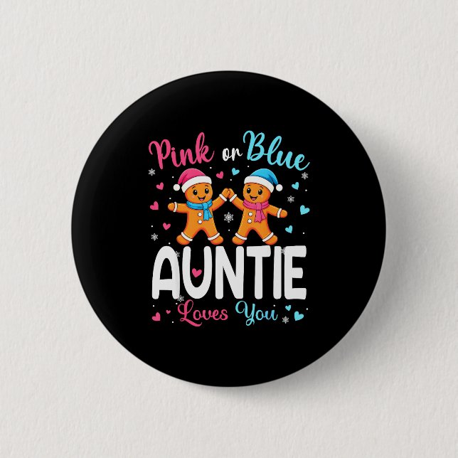 Gingerbread Nk Or Blue Auntie Loves You Christmas  6 Cm Round Badge (Front)