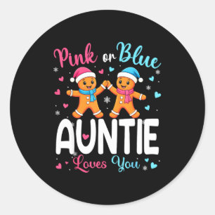 Gingerbread Nk Or Blue Auntie Loves You Christmas Classic Round Sticker
