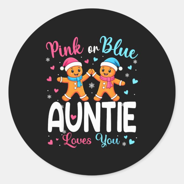 Gingerbread Nk Or Blue Auntie Loves You Christmas  Classic Round Sticker (Front)