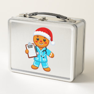 Gingerbread Nurse Christmas 2026 Holiday Healthcar Metal Lunch Box