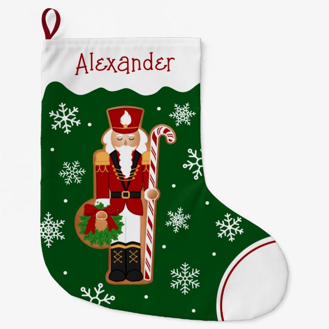 Gingerbread Nutcracker Soldier Large Christmas Sto Stocking (Front)